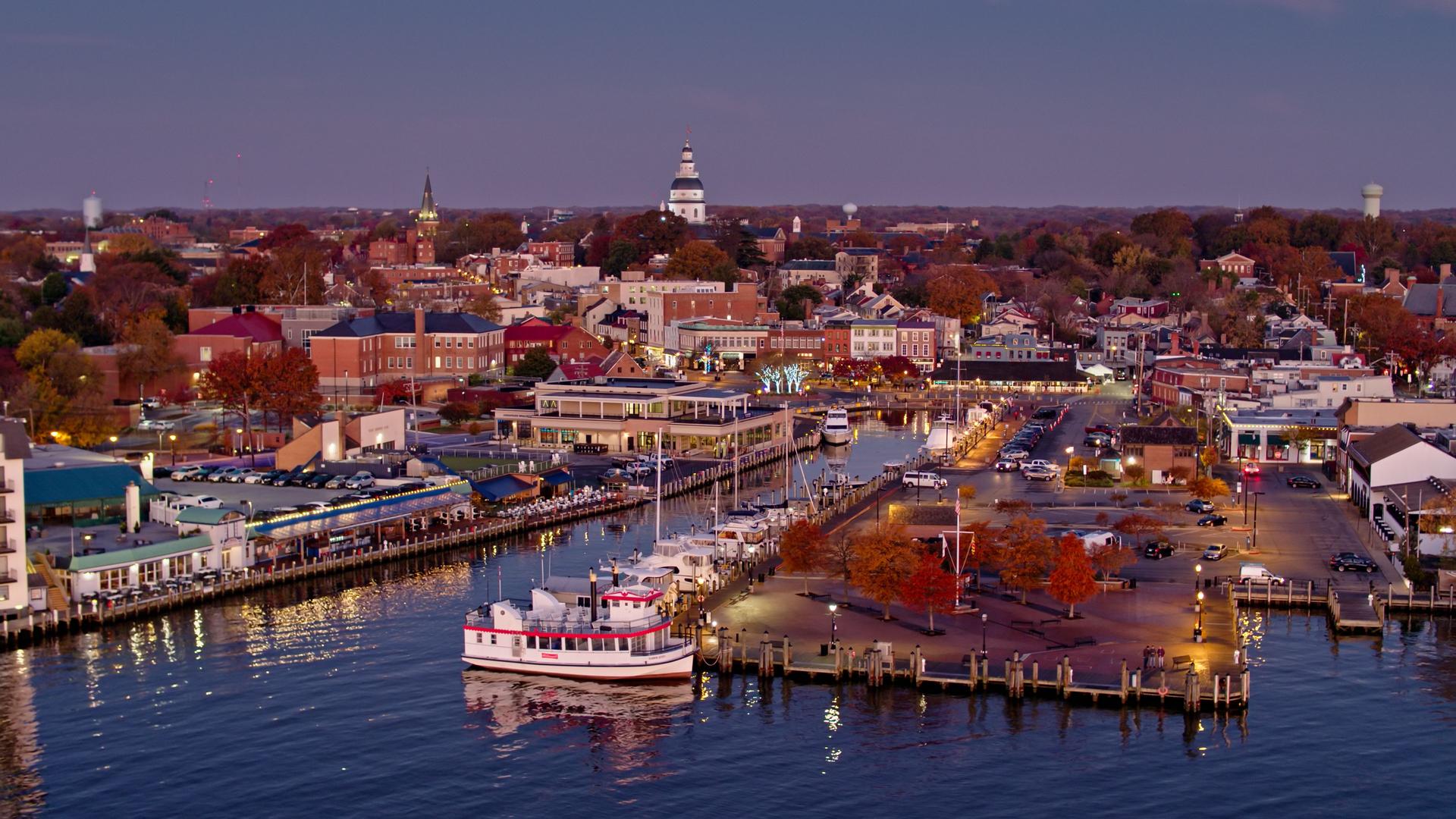 Annapolis Waterfront Before Sunrise - Aerial