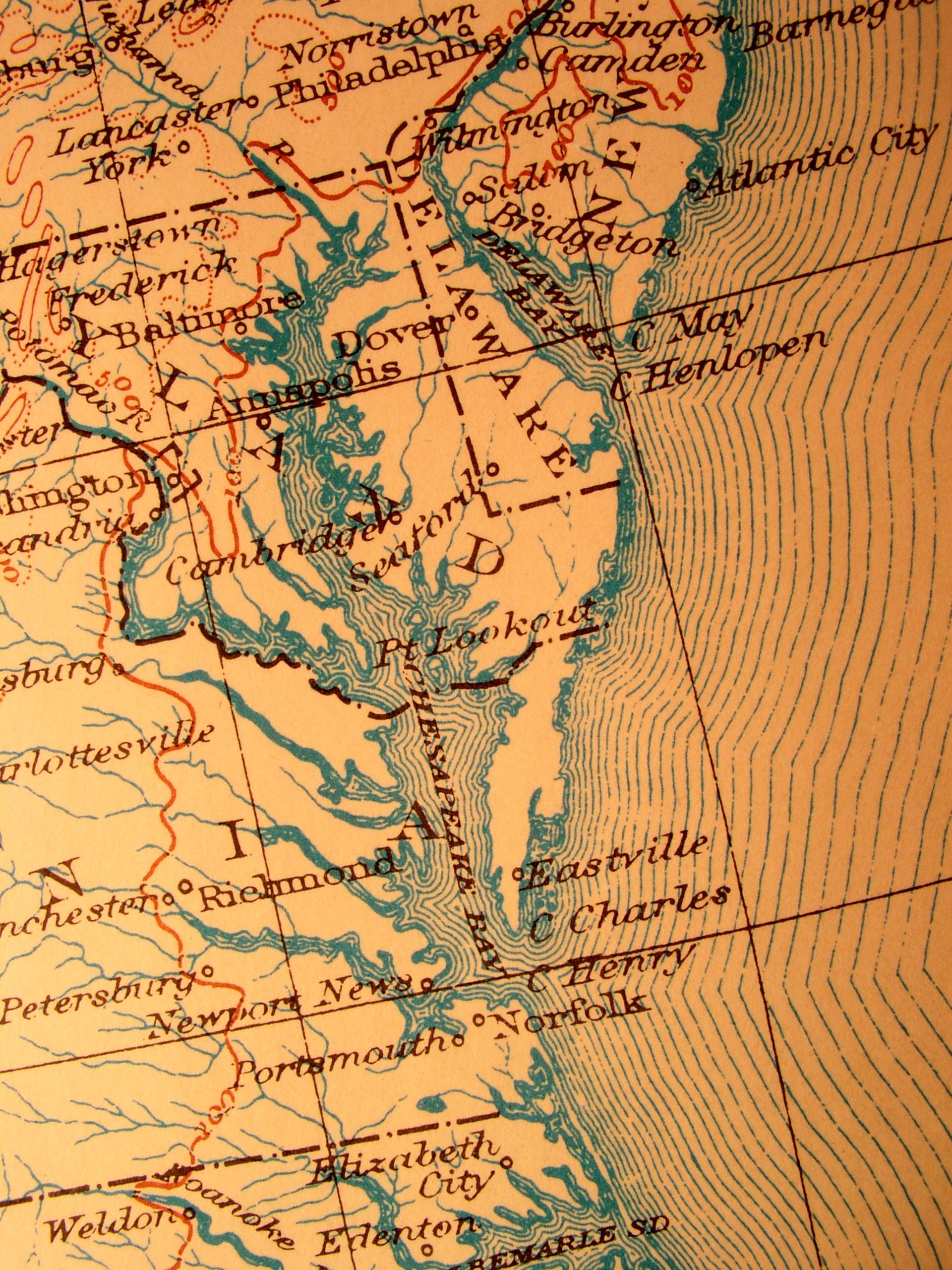 Antique map, American Chesapeake Bay